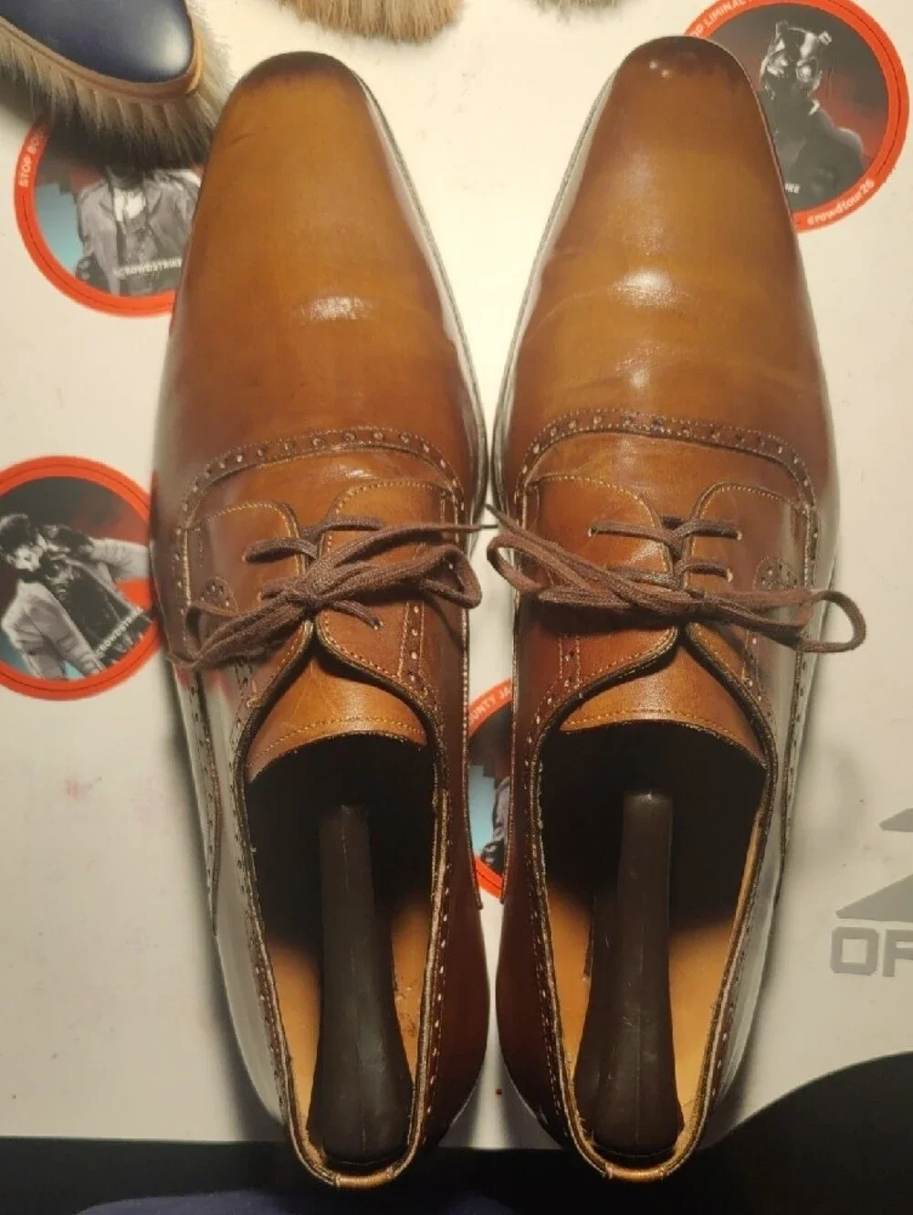 Mezlan Brown Leather Derby Oxfords